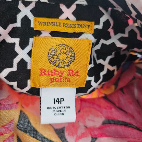Ruby Rd Tropical Fern Print Wrinkle Resistant Shirt - 14P - Picture 7 of 10